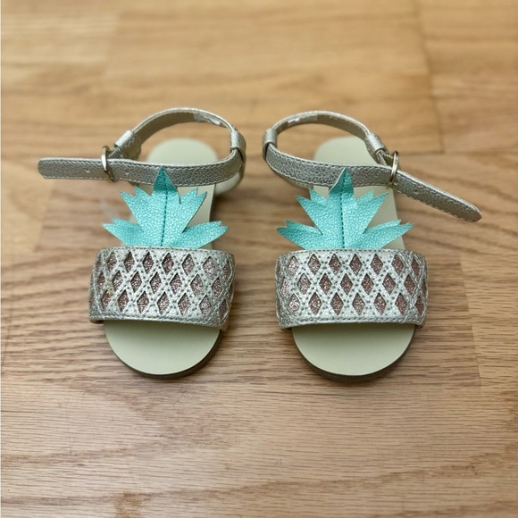Janie and Jack Gold and Mint Kids Sandals - Picture 1 of 13